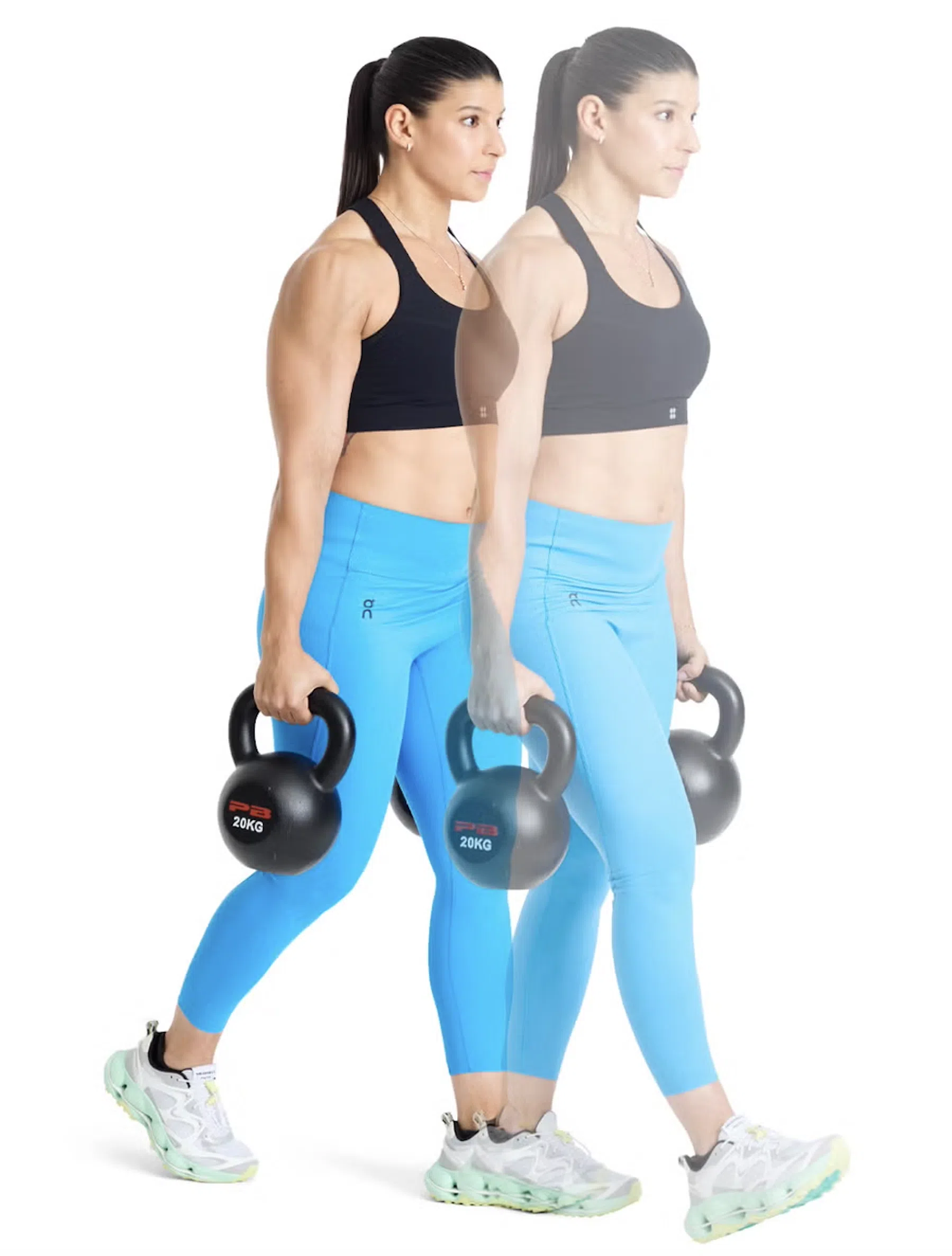 Vrouw die farmers carry uitvoert